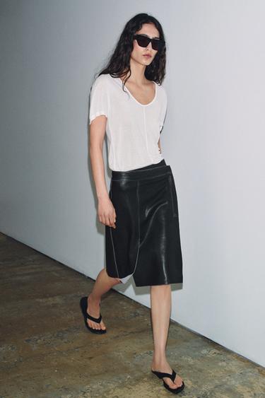 Zara ZW COLLECTION 限量版皮革紗籠裙 - 黑色