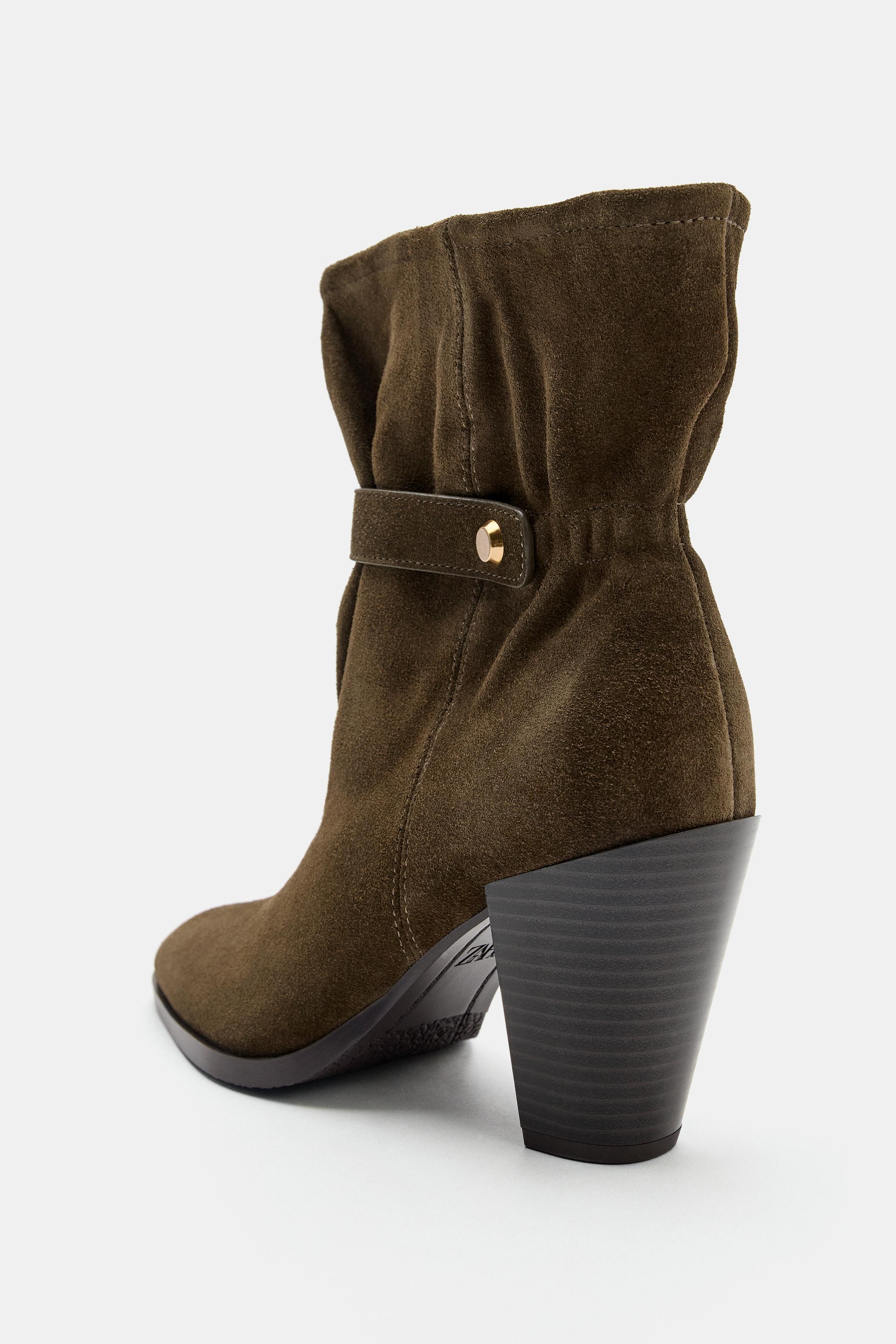 Женские ботинки Zara SUEDE SLOUCHY ANKLE BOOTS — фото 7