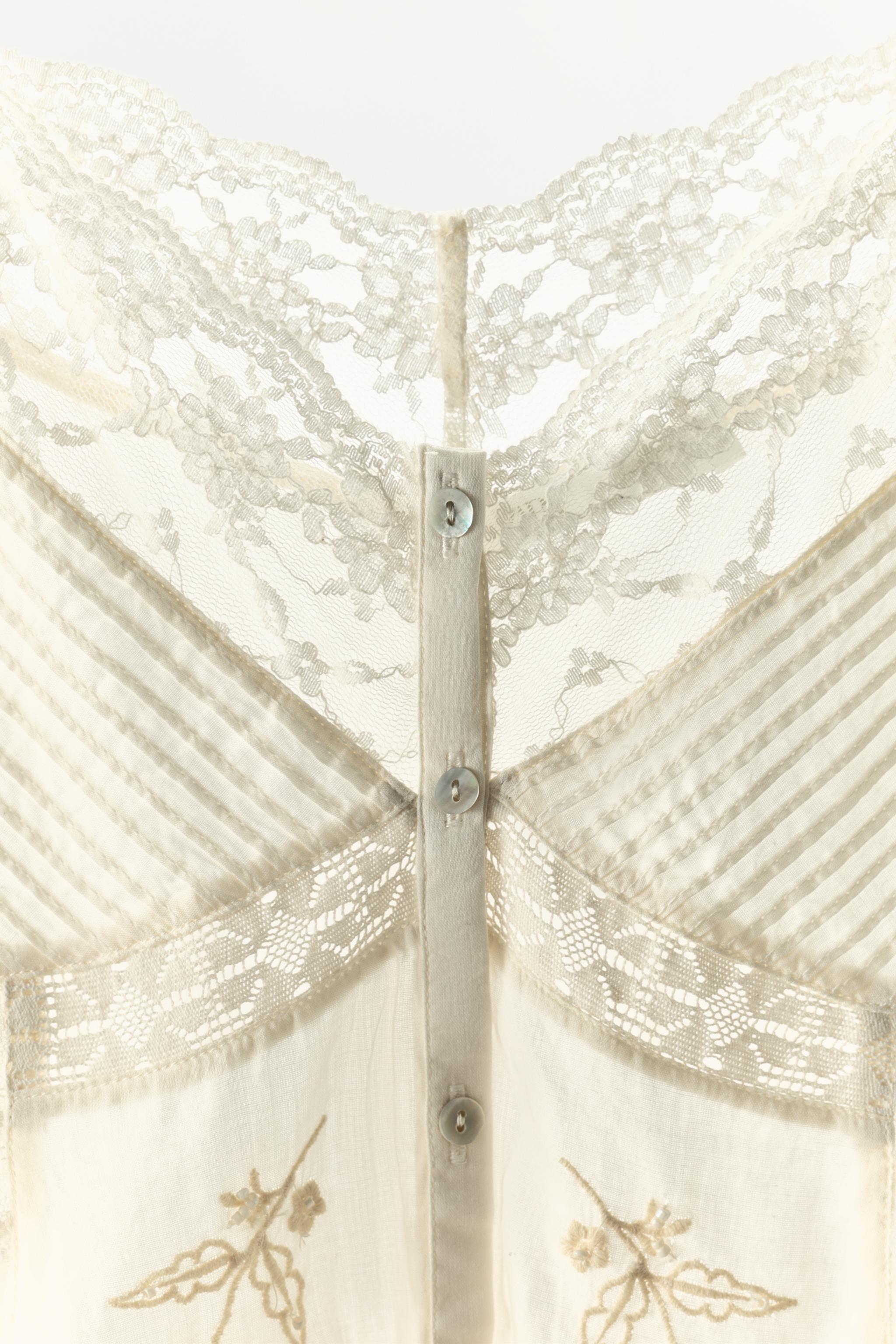 PLEATED BEADED EMBROIDERED TOP