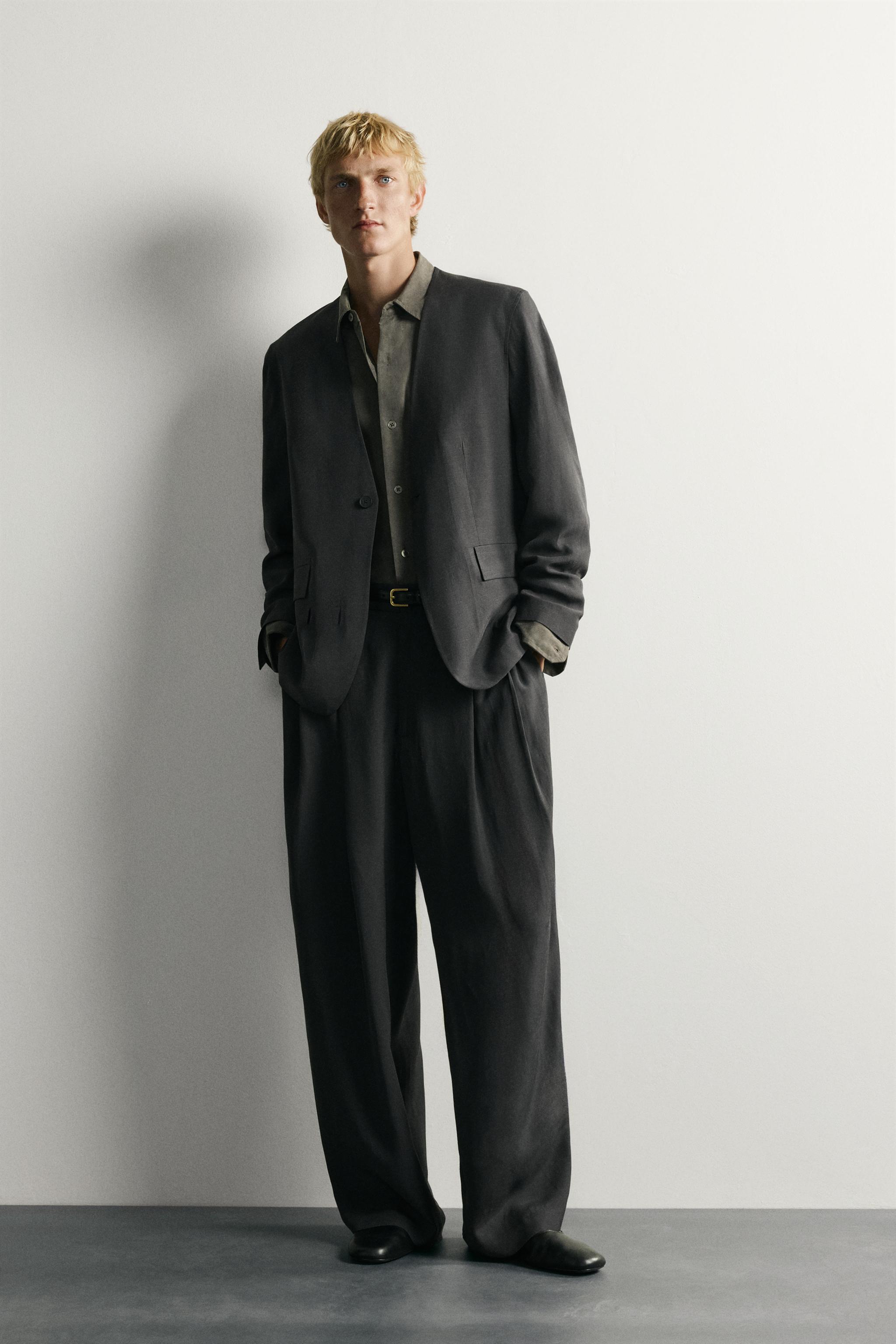 Relaxed-Fit Collarless Blazer