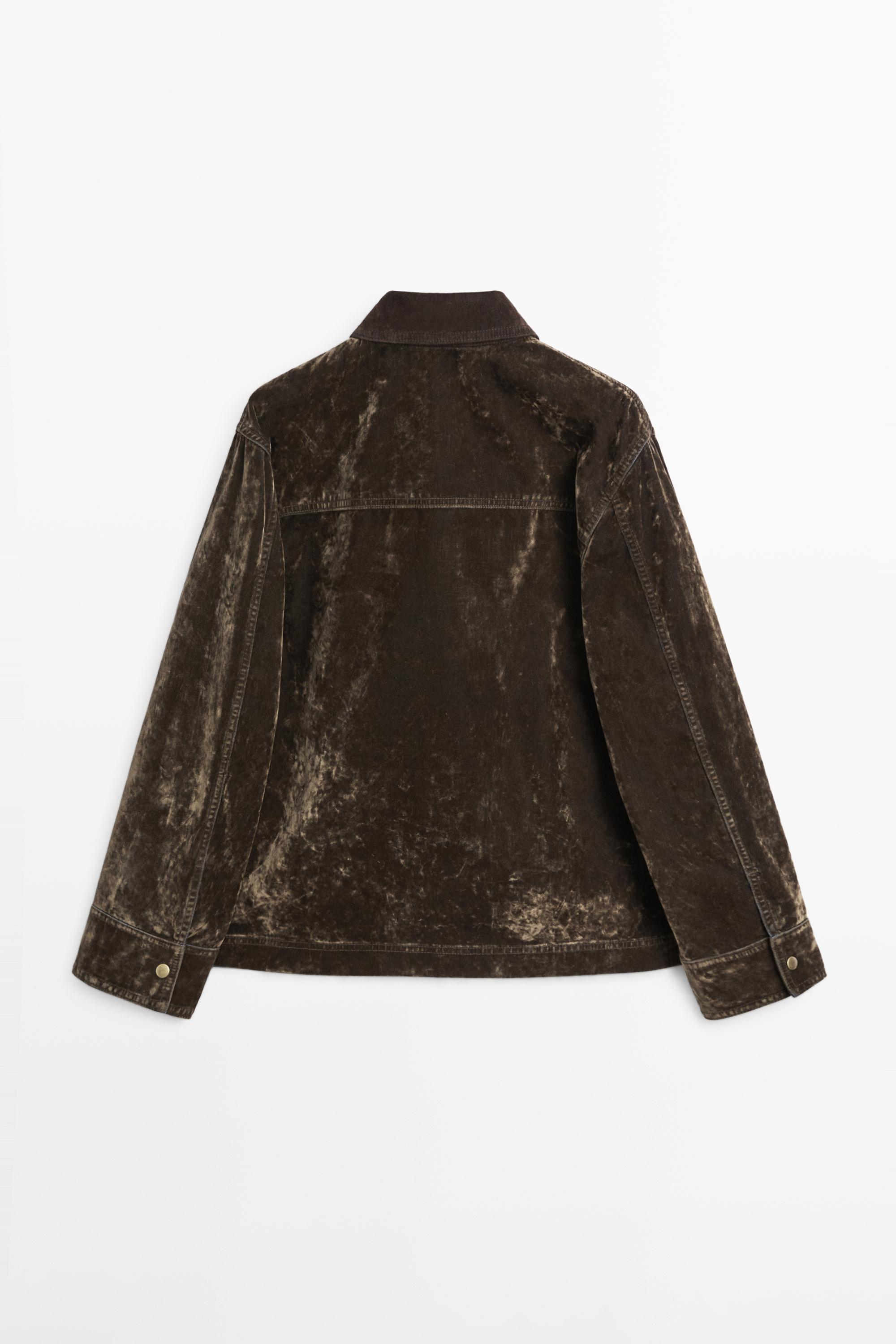 Flocked denim jacket with collar detail