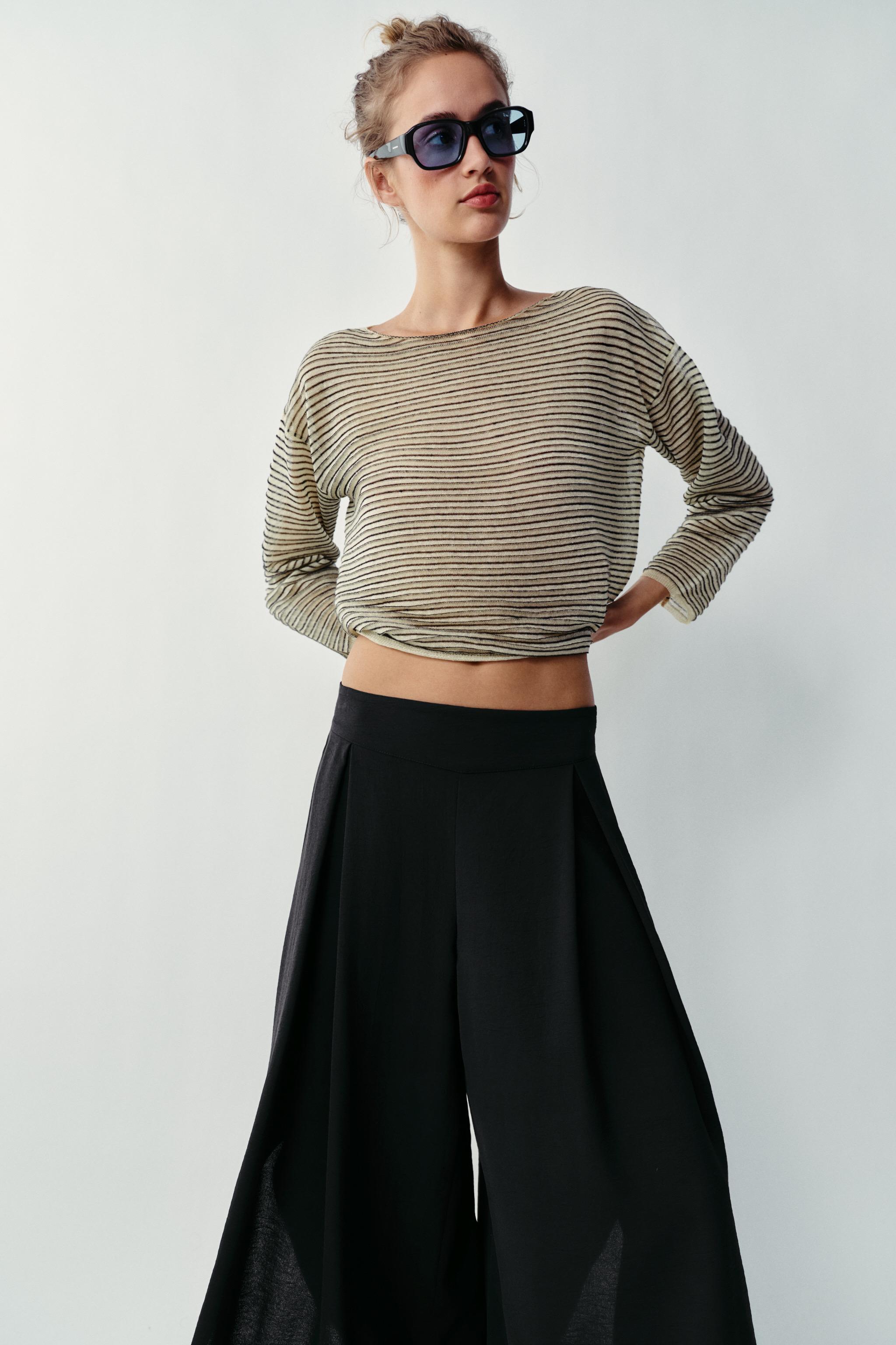 STRIPED FINE KNIT LINEN JUMPER — Striped