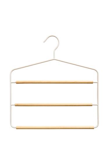 METAL AND WOOD TROUSER HANGER - White by Zara