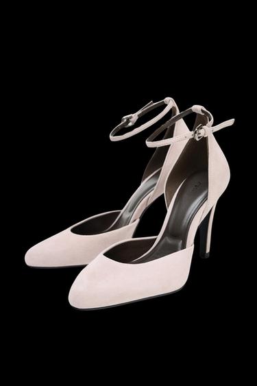 SUEDE HEELED SHOES WITH ANKLE STRAP - Pink by Zara
