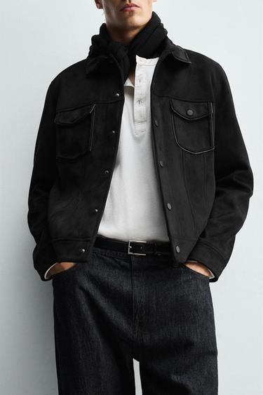 VESTE EFFET DAIM REGULAR FIT - Noir de Zara - Image 5