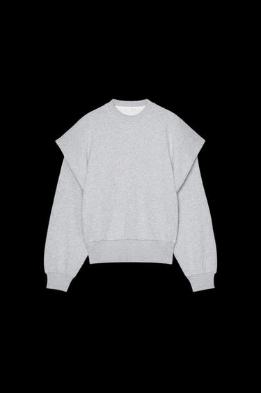 HEAVY-WEIGHT-SWEATSHIRT MIT ZIERFALTE - Grau meliert von Zara