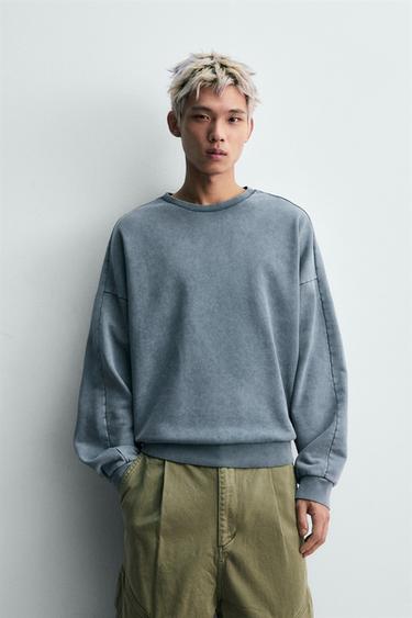 Zara 寬鬆水洗運動衫 - 藍色