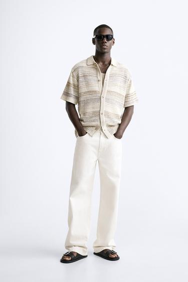 CHEMISE EN MAILLE MÉLANGE DE COTON - Écru de Zara - Image 0