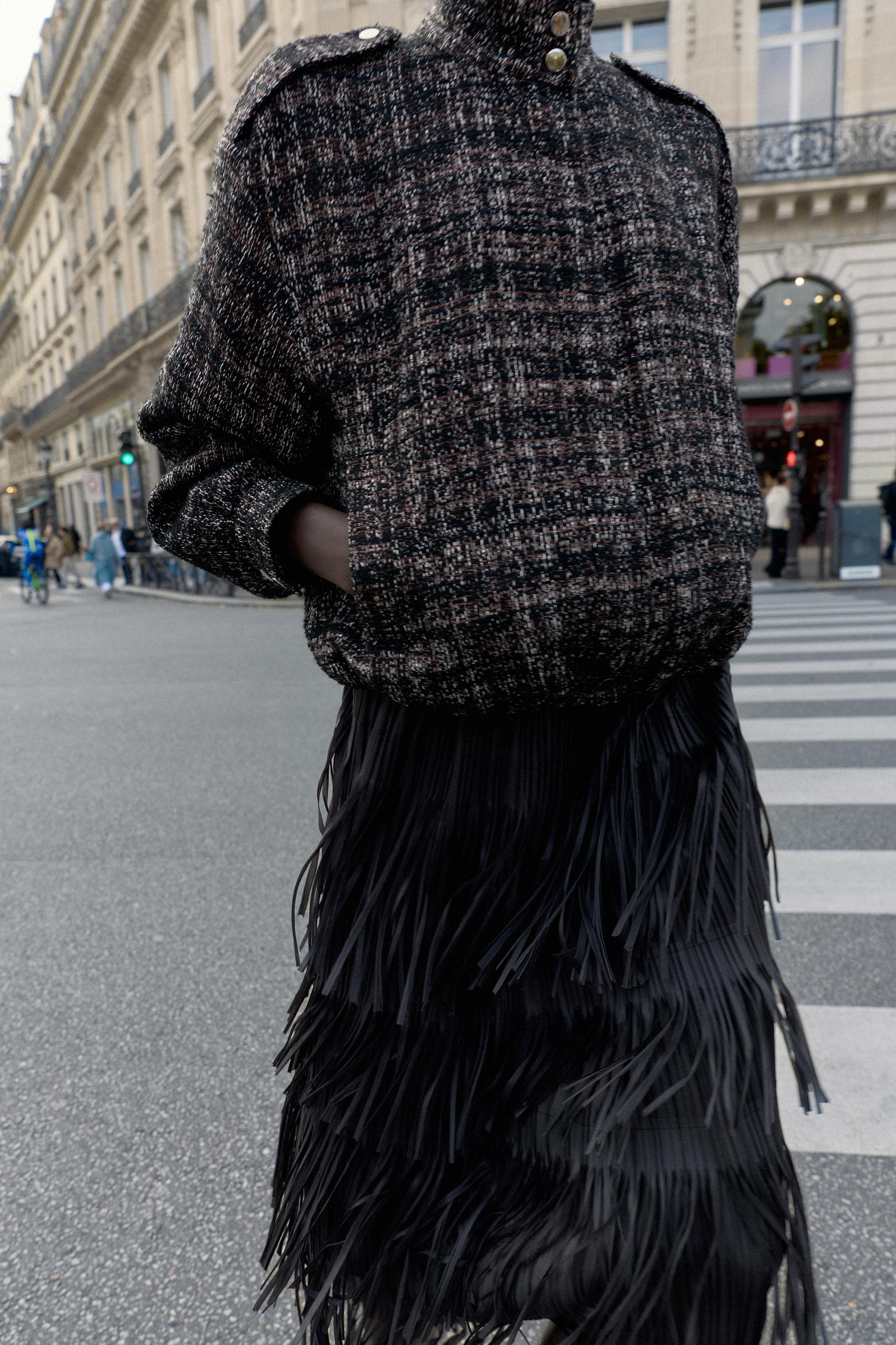 METALLIC THREAD TEXTURED BOMBER JACKET