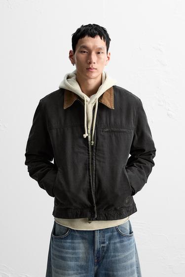 JACKET WITH CONTRAST COLLAR - Black by Zara