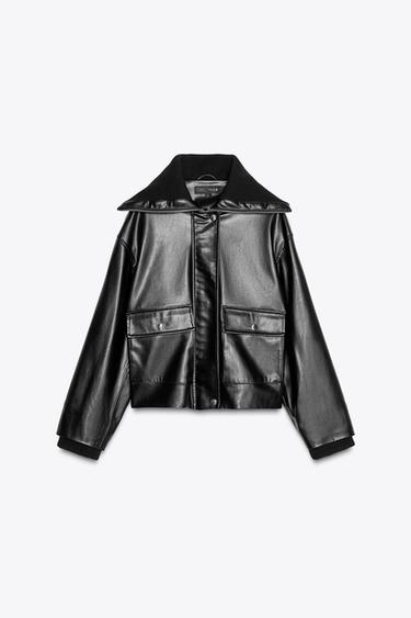 FAUX LEATHER JACKET WITH POCKETS - Black by Zara - Image 0