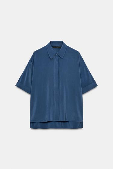FLOWING SHORT SLEEVE SHIRT - Blue by Zara