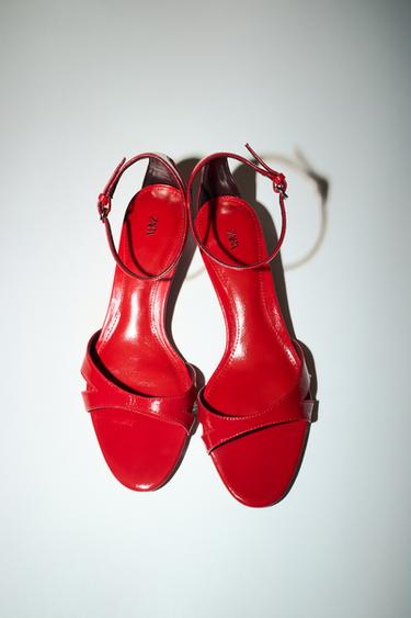 LEATHER STRAP SANDALS - Red by Zara