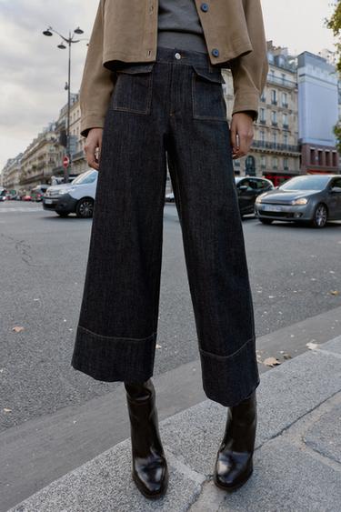 JEAN Z1975 CULOTTE TAILLE NORMALE POCHES À RABAT - Noir de Zara - Image 2