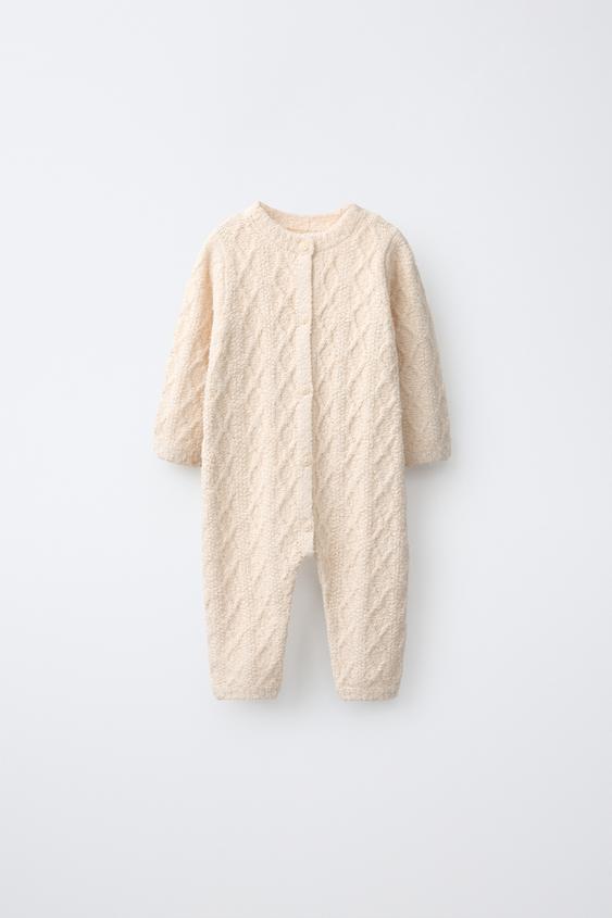 CABLE-KNIT JUMPSUIT - Ecru by Zara - Image 0