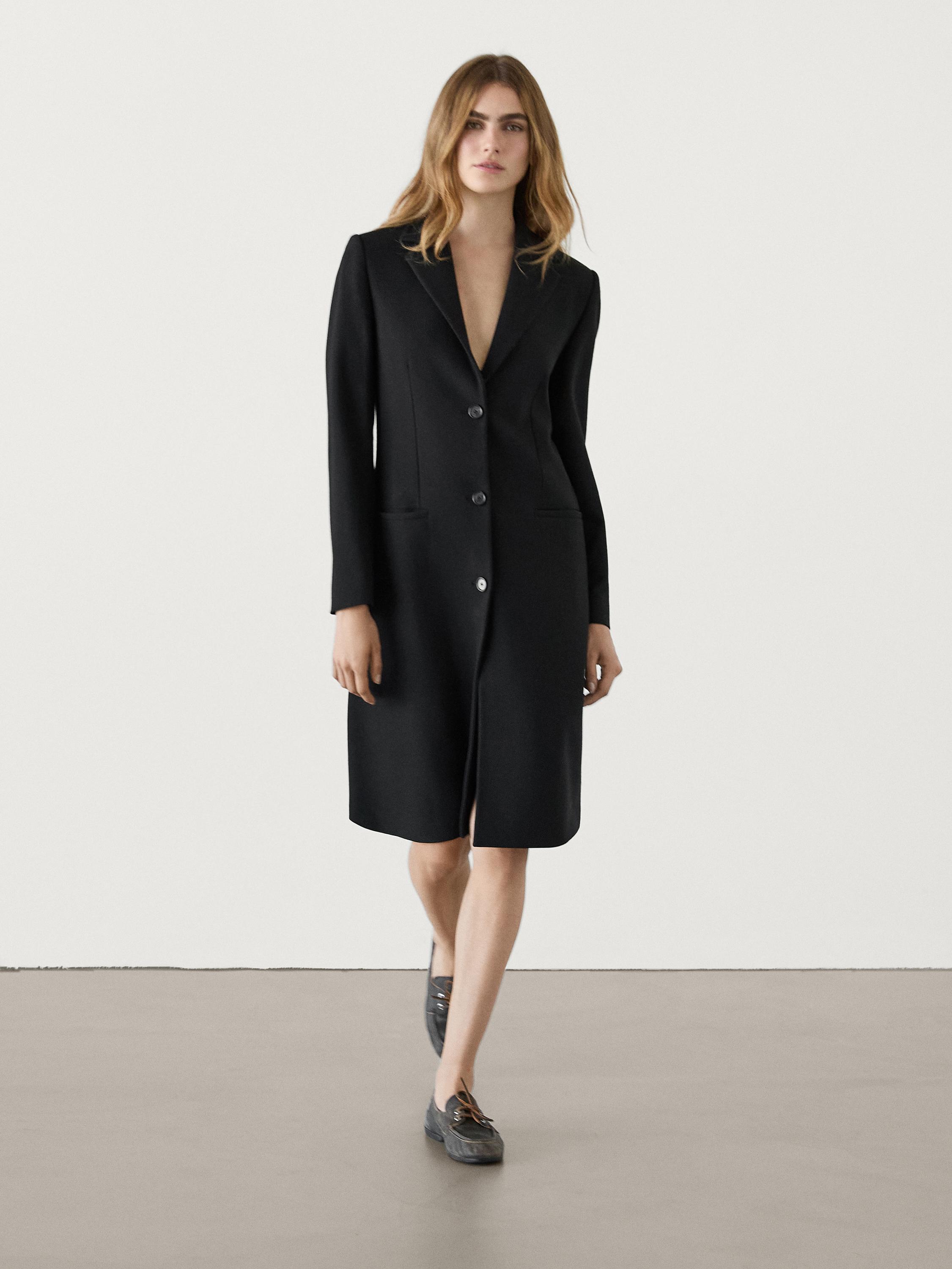 Long wool blend coat with pockets