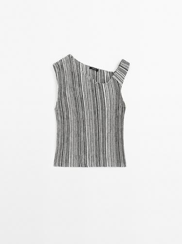 Zara Knit top with striped detail - Black