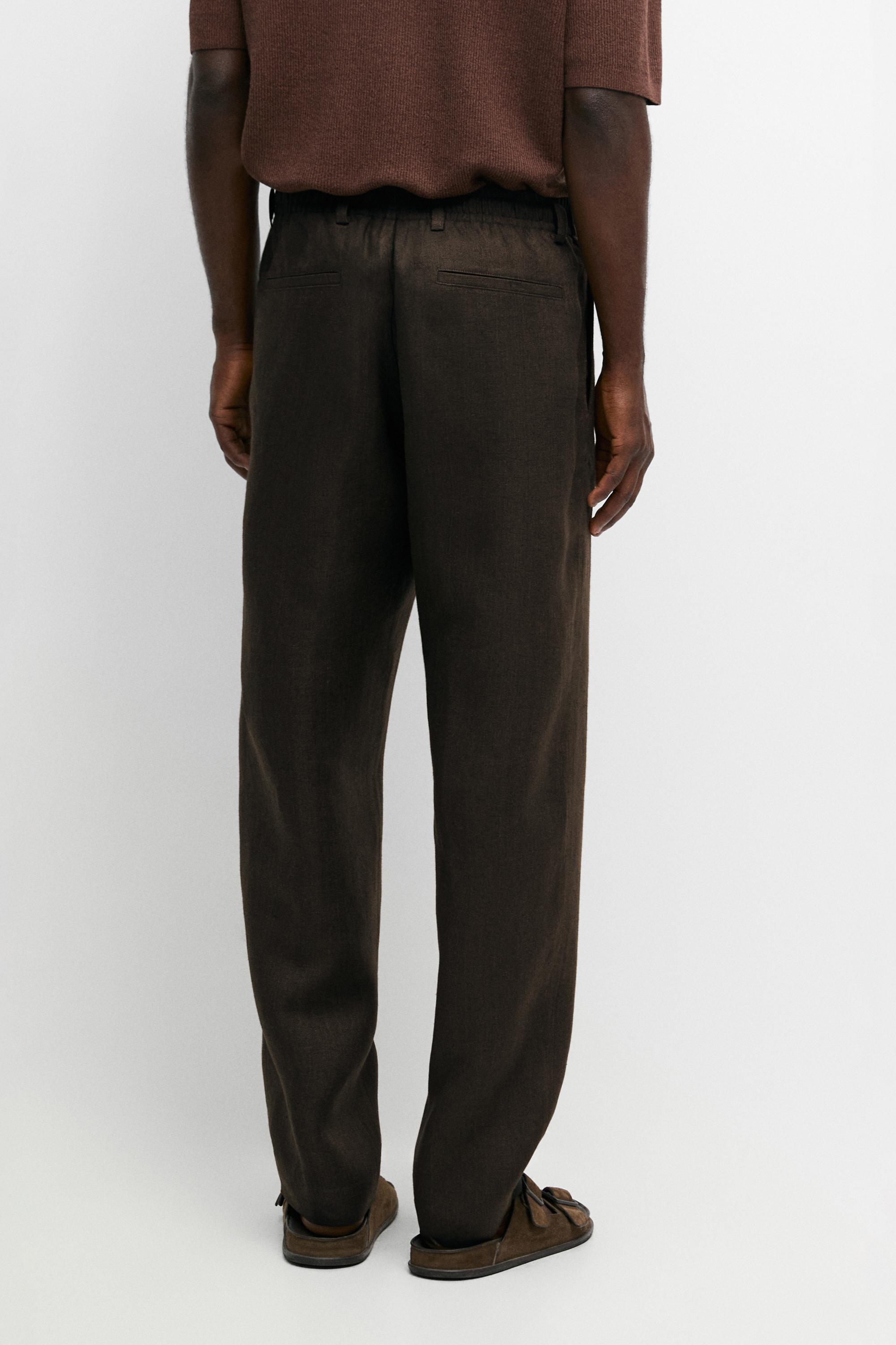 Pantalon 100 % lin à taille élastique