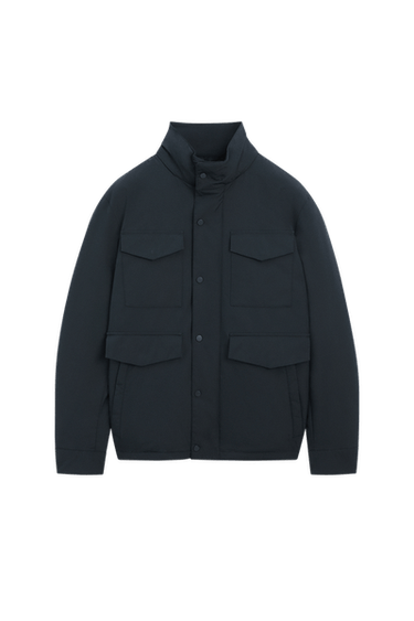 Down jacket with pocket details — Dark navy 1