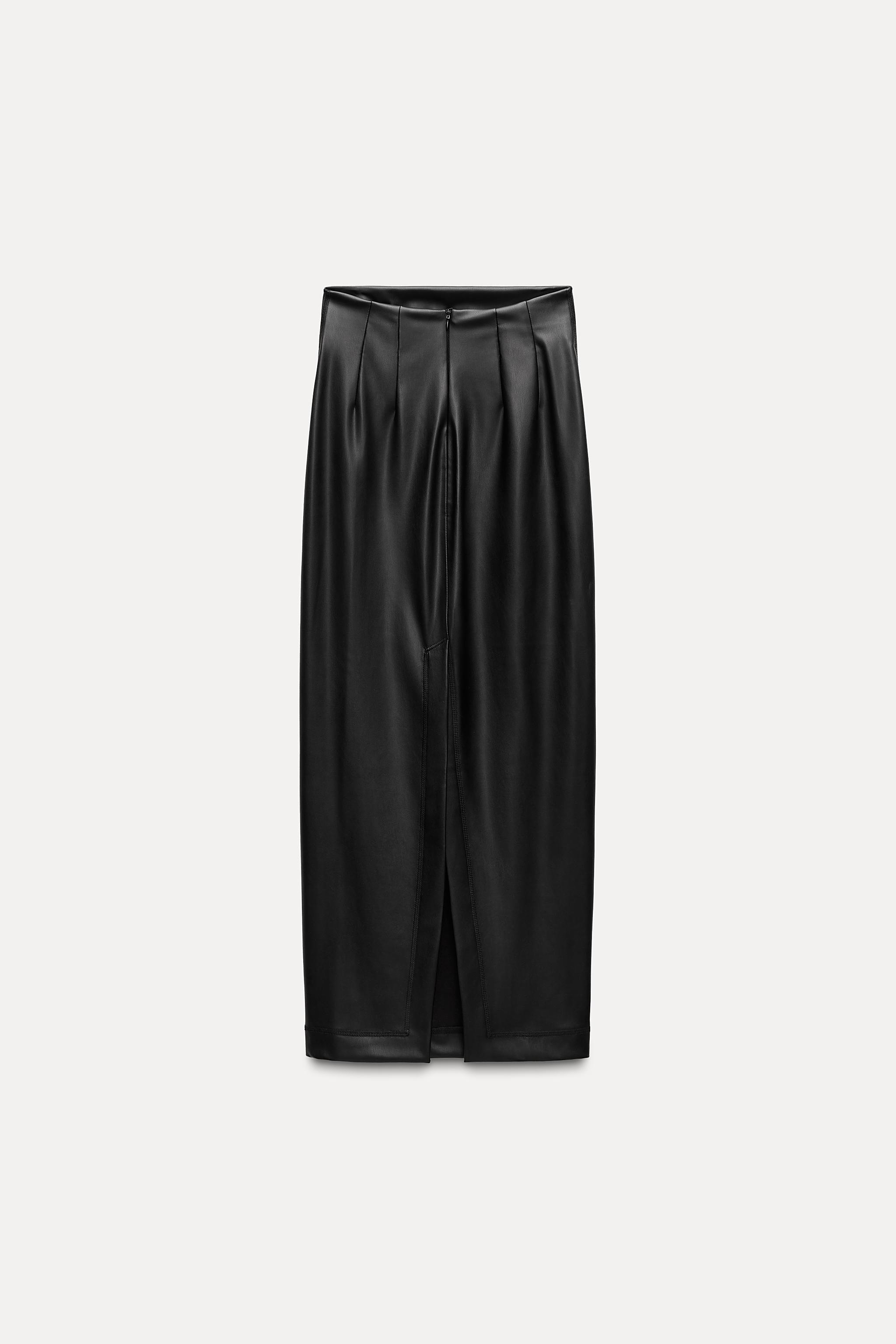 フェイクレザー スリットスカート ZW COLLECTION - ブラック フェイクレザー スリットスカート ZW COLLECTION - ブラック