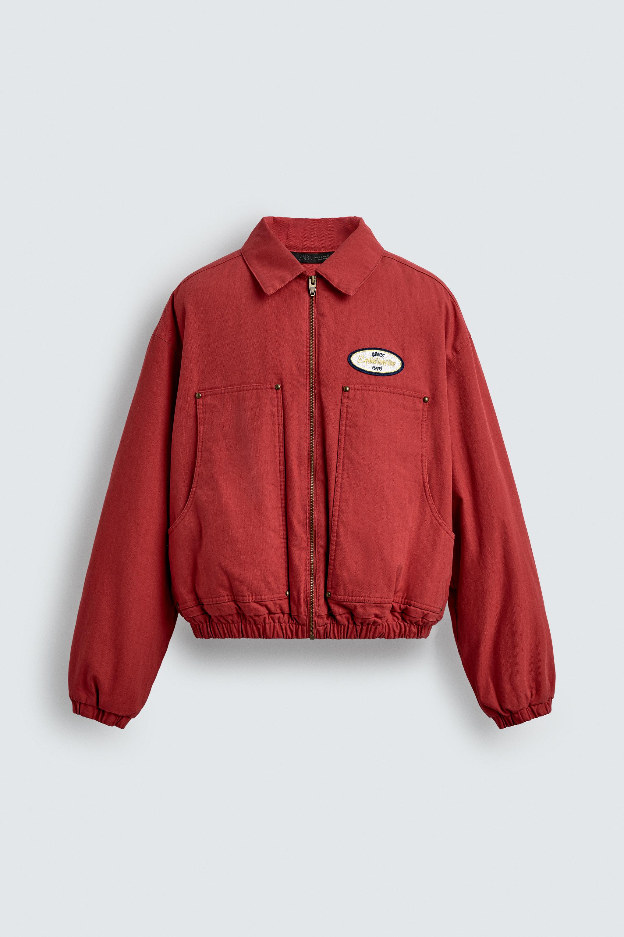 EMBROIDERED BOXY FIT JACKET - Red | ZARA United States