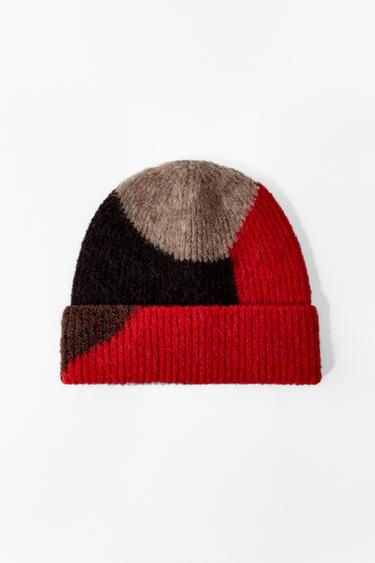 GORRO BEANIE PUNTO ESTAMPADO - Rojo de Zara