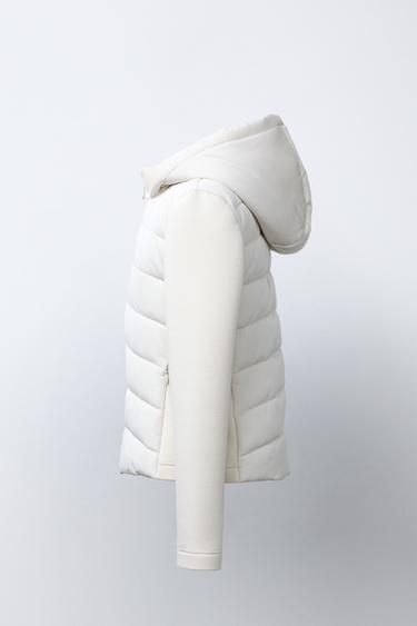 NEOPRENE-EFFECT SLEEVE PUFFER JACKET - Ecru by Zara - Image 2