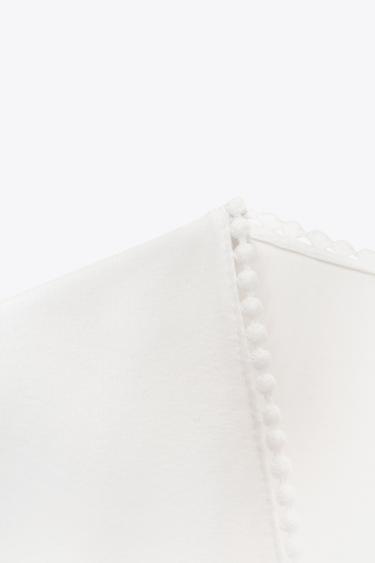 EMBROIDERED FLORAL PUFF SLEEVE TOP - White by Zara - Image 5