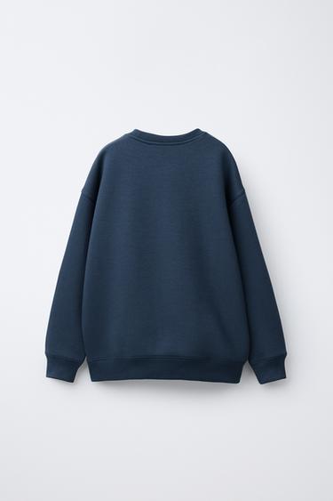 SWEAT EN MOLLETON À INSCRIPTION - Bleu de Zara - Image 1