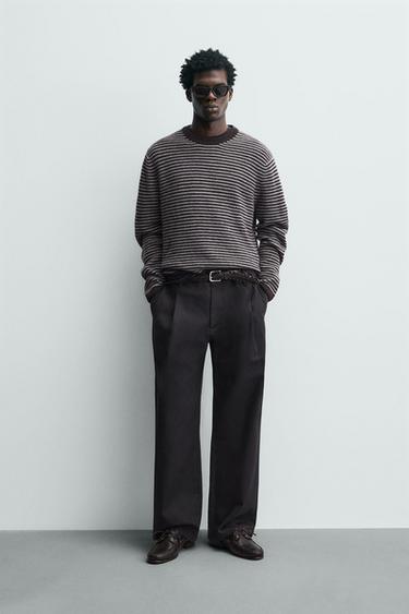STRIPED WOOL BLEND JUMPER - Brown by Zara - Image 0