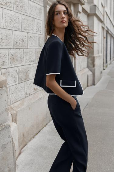 SHORT SLEEVE BLAZER - Navy blue by Zara