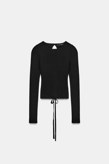 OPEN BACK TOP WITH BEADS - Black by Zara - Image 0