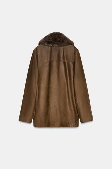 VESTE EN CUIR ZW COLLECTION LIMITED EDITION - Marron de Zara - Image 7
