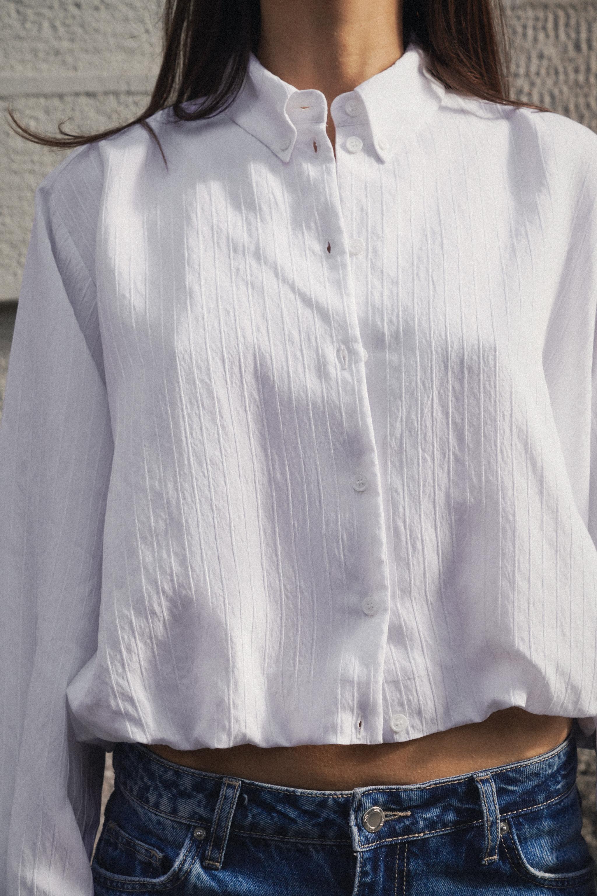 STRIPED POPLIN SHIRT WITH PUFF SLEEVES