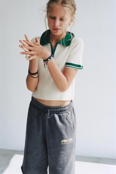 LONG SLOGAN PRINT BERMUDA SHORTS - Anthracite grey by Zara