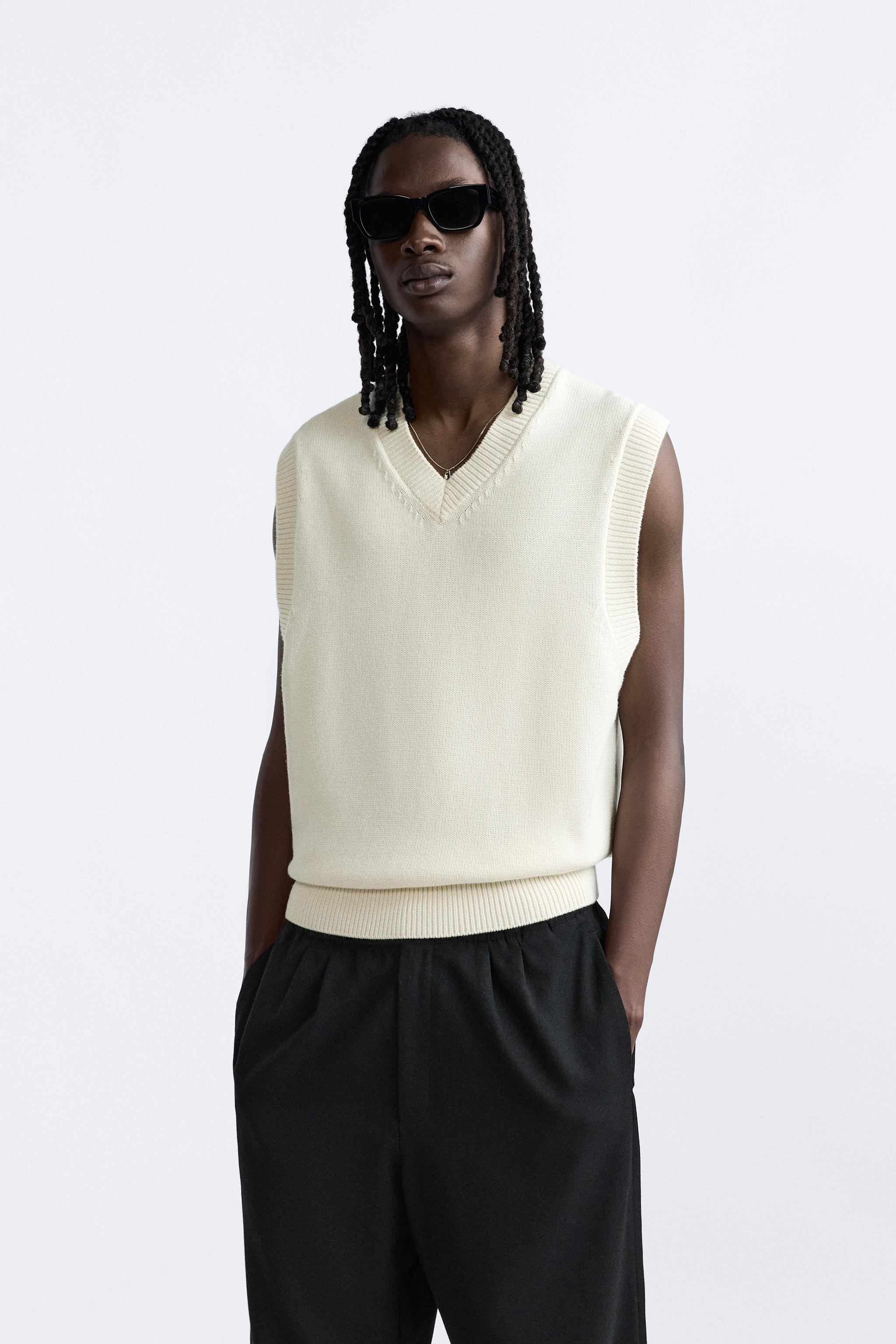 COTTON - WOOL KNIT VEST - Ecru | ZARA Canada