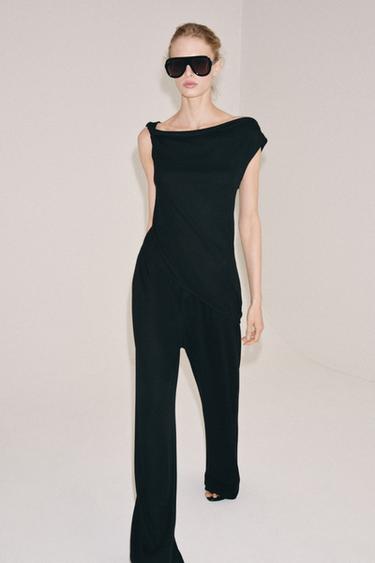 TOP RUSTIQUE ASYMÉTRIQUE - Gris anthracite de Zara