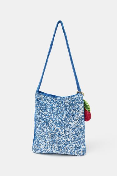 FANTASY BEADED MINI BUCKET BAG - Blue by Zara - Image 4