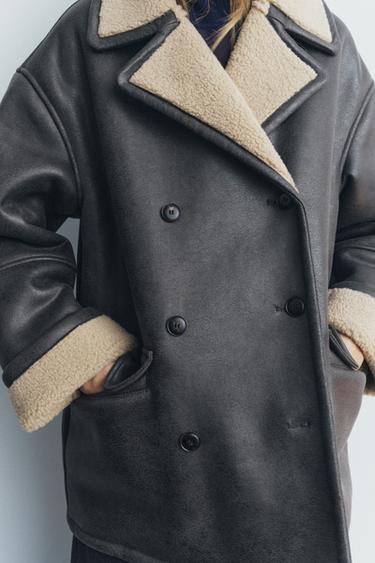 Zara DOUBLE FACED COAT ZW COLLECTION - Green marl