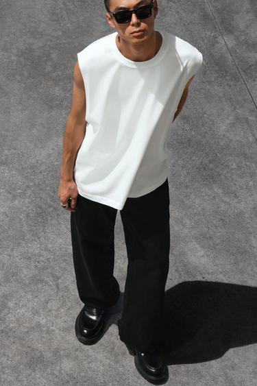 RELAXED FIT TANK T-SHIRT - White by Zara