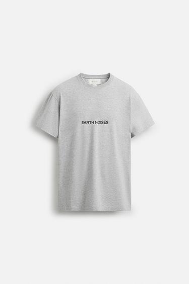 Zara SLIM FIT TEXT T-SHIRT - Gray marl - Image 0