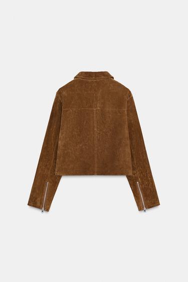 CAZADORA CORTA 100% PIEL - whiskey de Zara