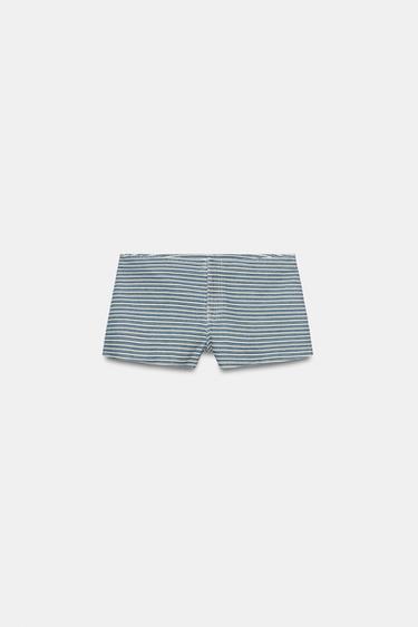 SHORT MINI À RAYURES - Bleu de Zara - Image 5