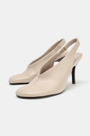 LIMITED EDITION LEATHER SLINGBACK SHOES - Ecru White by Zara - Image 4