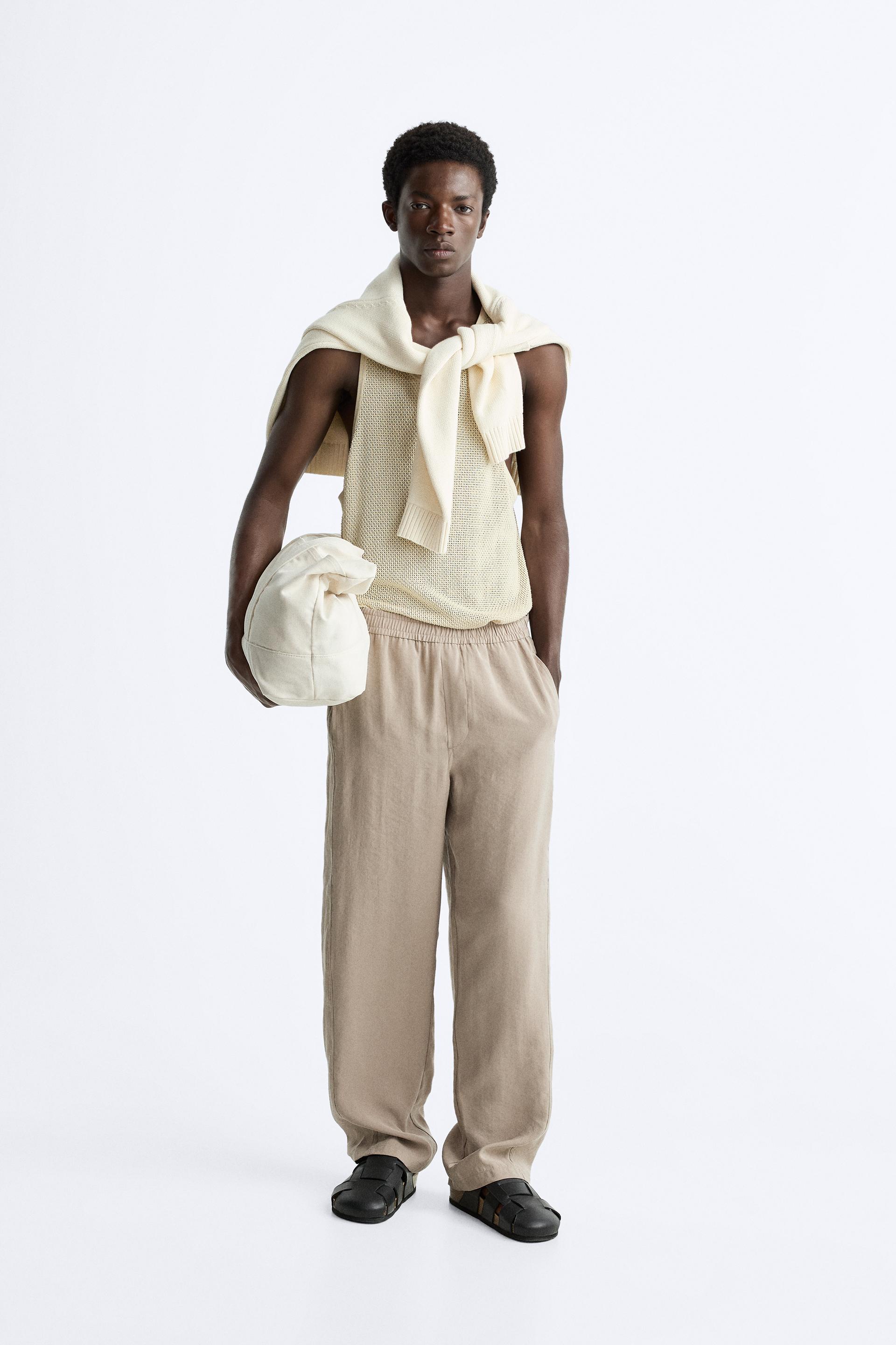 TROUSERS WITH FRONT SEAM DETAIL - Beige