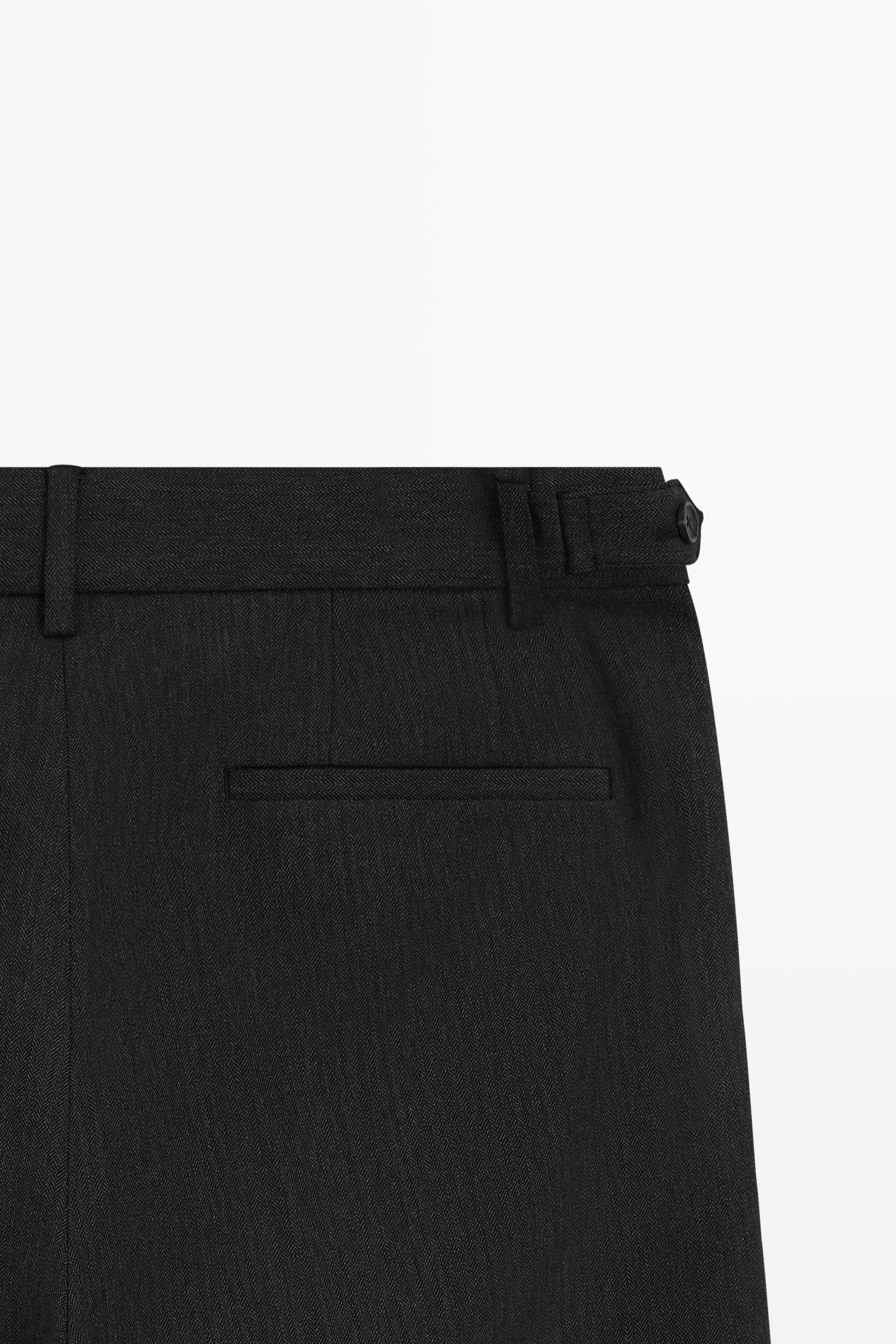 Pantalon relaxed fit à chevrons 100 % laine