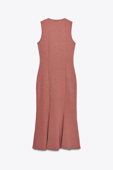 PIQUÉ DRESS WITH BUTTONS - Orange by Zara - Image 5