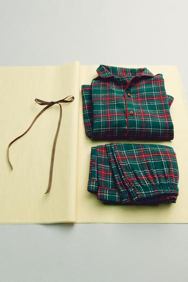 2-14 AÑOS/ PIJAMA FRANELA A CUADROS - Leopardo / Tostado de Zara