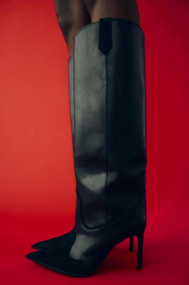 BOTA TACÓN FINO COWBOY - Negro de Zara