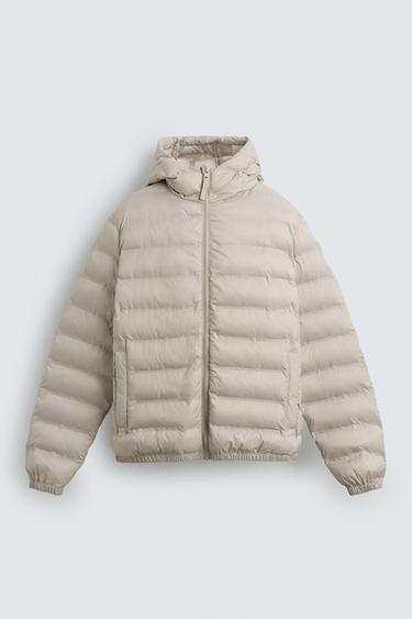 Zara LIGHTWEIGHT WATER REPELLENT PUFFER JACKET - Stone